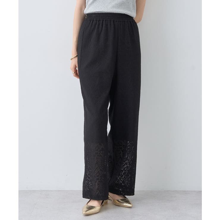 ブラック | レースイージーパンツ | earth music&ecology 