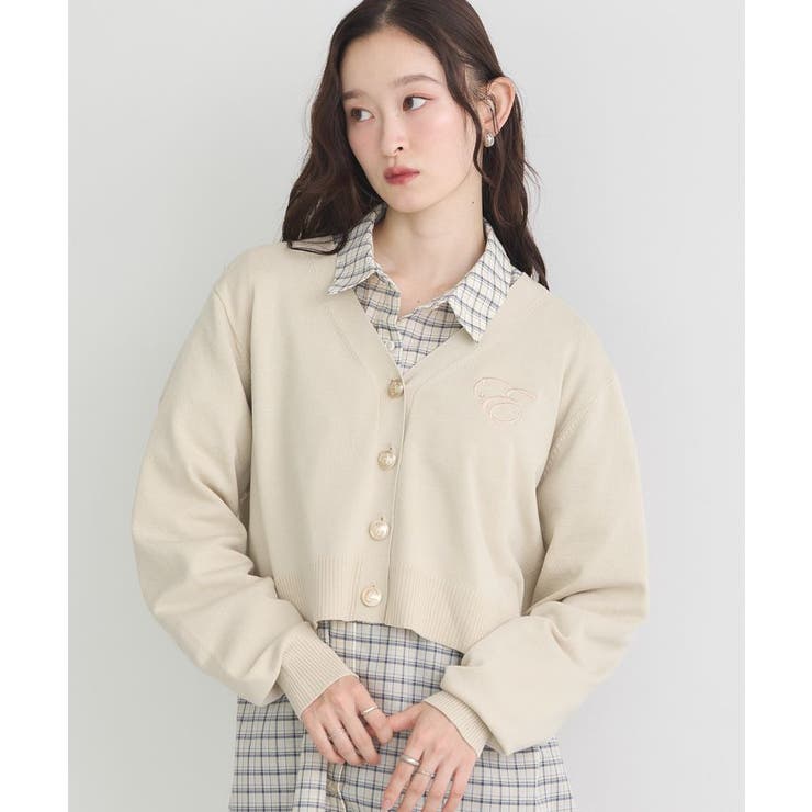 ロゴ刺繍カーディガン | earth music&ecology  | 詳細画像3 