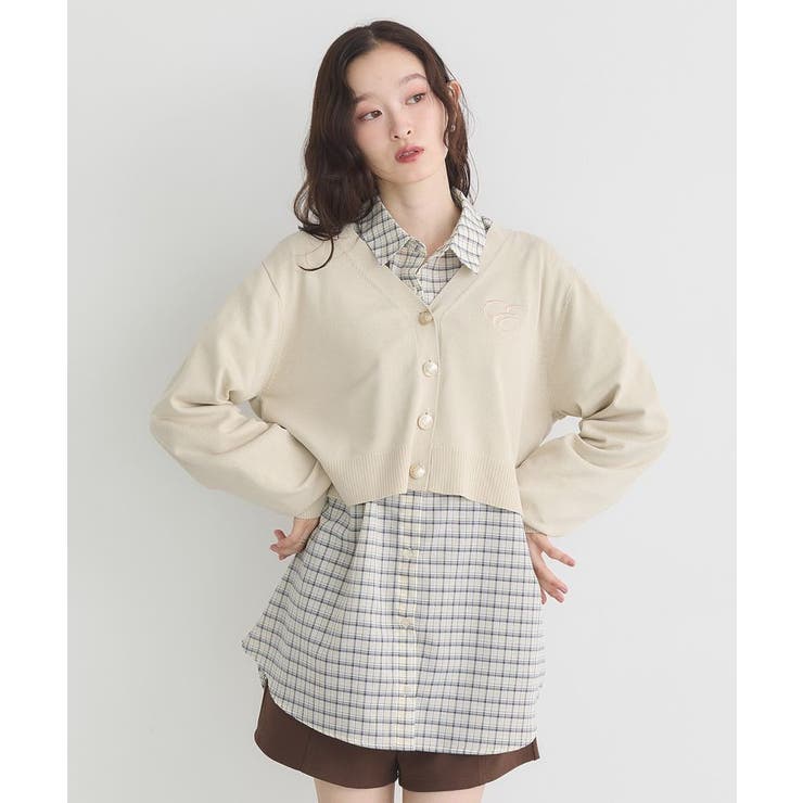 ロゴ刺繍カーディガン | earth music&ecology  | 詳細画像4 