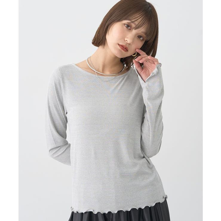 ラメテレコボートネックプルオーバー | earth music&ecology  | 詳細画像1 