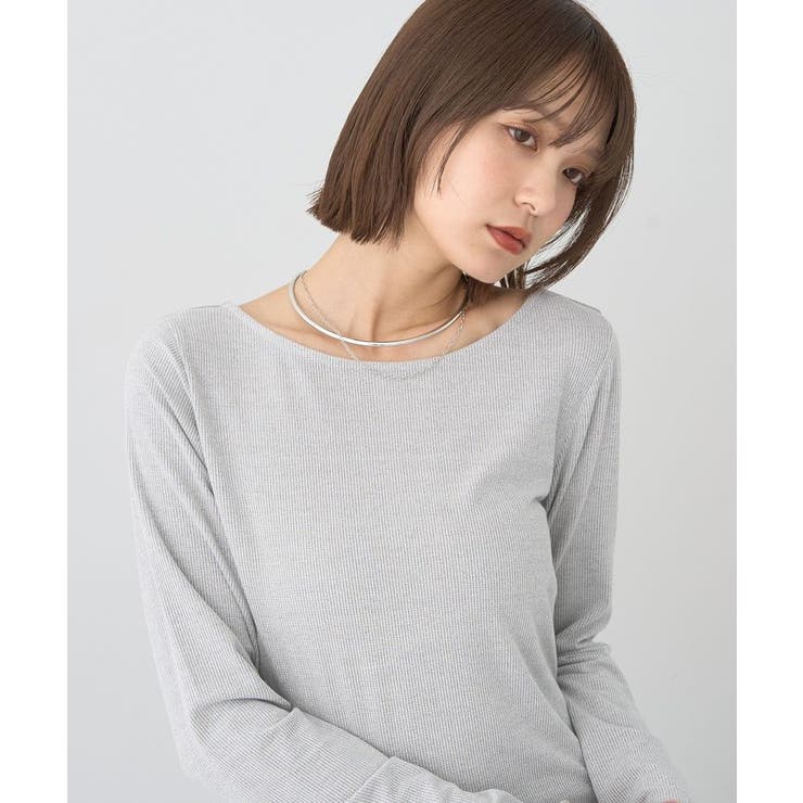 ラメテレコボートネックプルオーバー | earth music&ecology  | 詳細画像19 