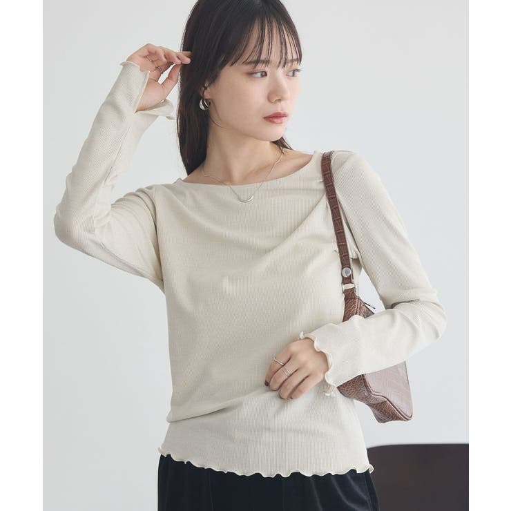 アイボリー | ラメテレコボートネックプルオーバー | earth music&ecology 