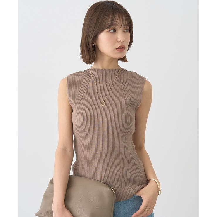 モカ | ランダムリブボトルネックノースリーブニット | earth music&ecology 