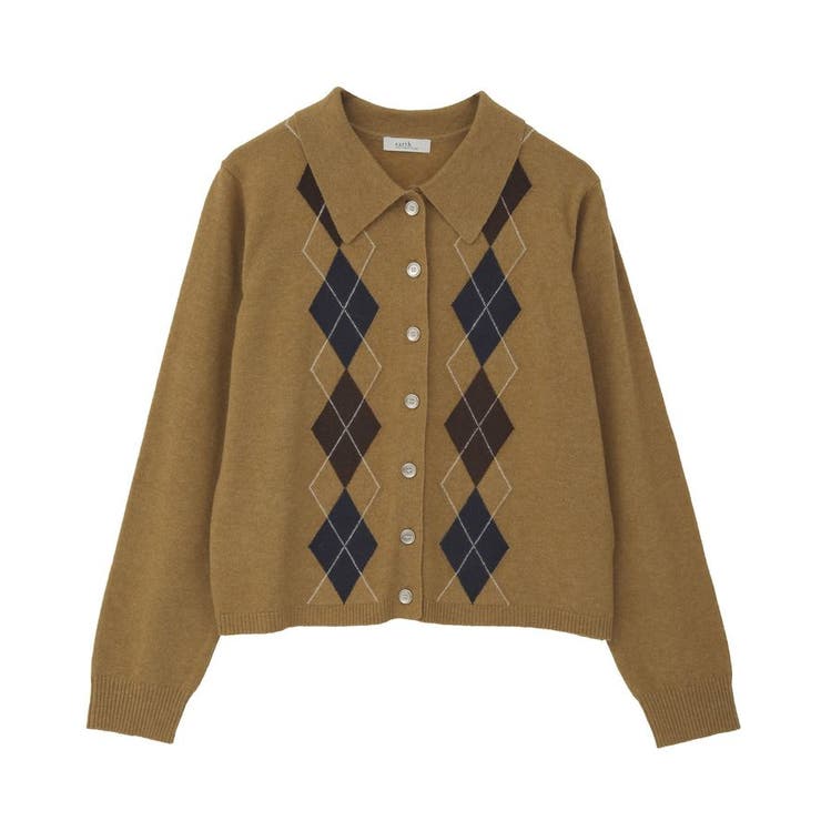 襟付きアーガイルニットカーディガン | earth music&ecology  | 詳細画像36 