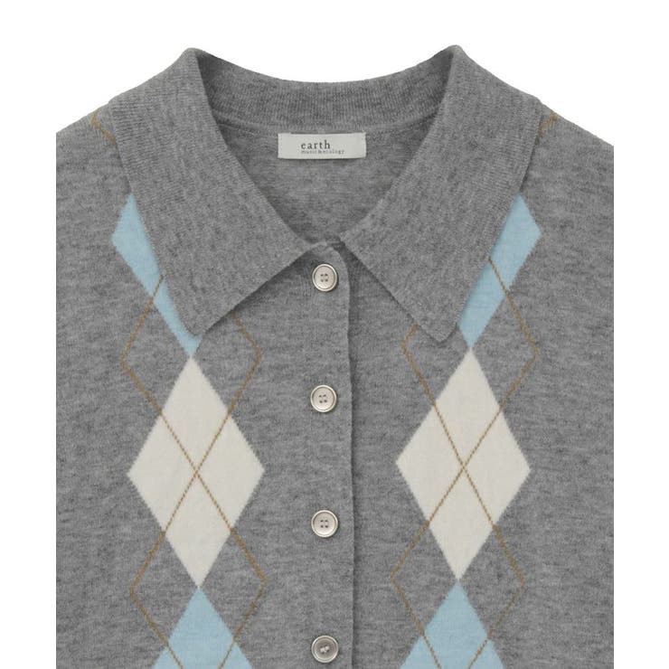 襟付きアーガイルニットカーディガン | earth music&ecology  | 詳細画像28 