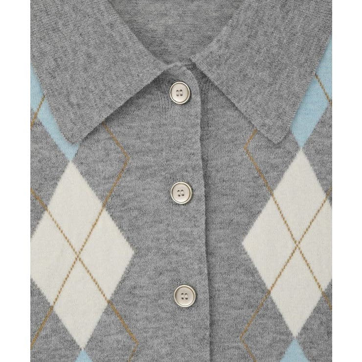 襟付きアーガイルニットカーディガン | earth music&ecology  | 詳細画像31 