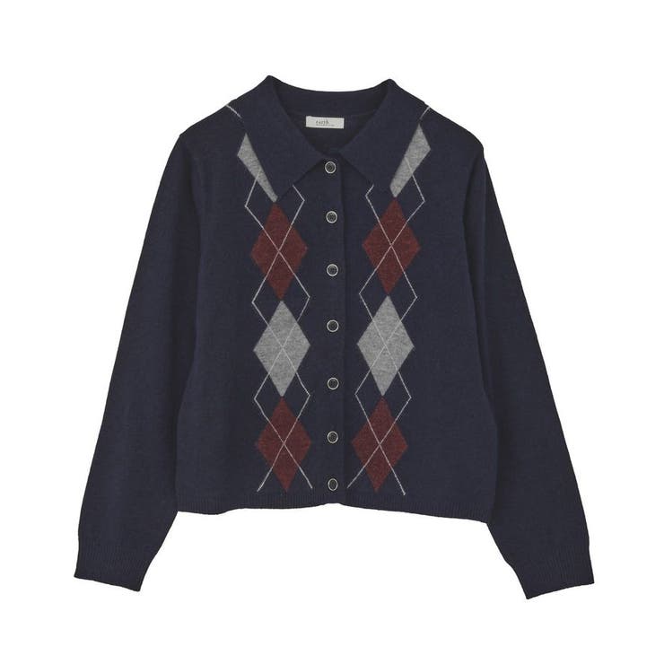 襟付きアーガイルニットカーディガン | earth music&ecology  | 詳細画像34 