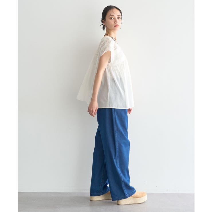 【WEB・一部店舗限定】レース&ピンタックフレンチブラウス | earth music&ecology  | 詳細画像6 