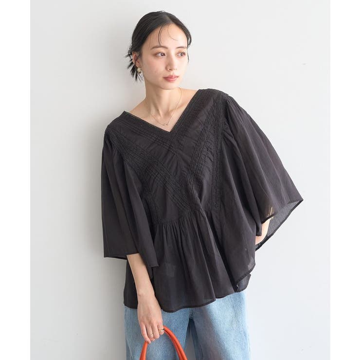 【WEB・一部店舗限定】レース&ピンタックポンチョ | earth music&ecology  | 詳細画像10 