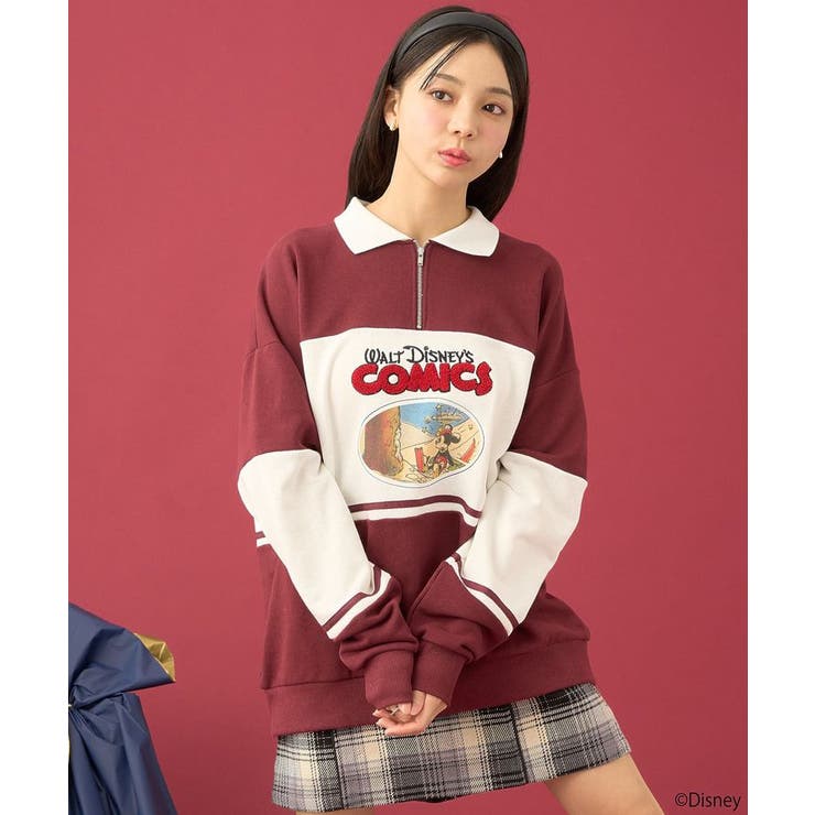 Disney/レトロコミックハーフzipスウェット[品番：EMEW0046889