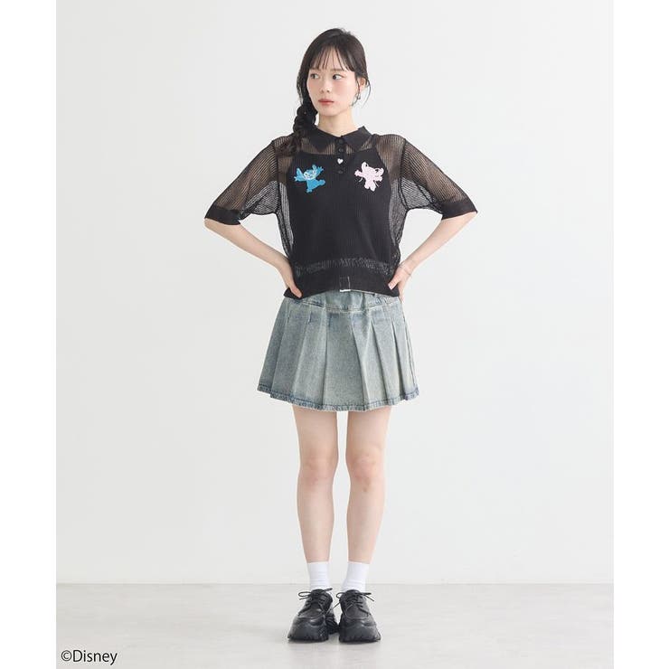 スティッチ/刺繍ハートボタンニットポロシャツ | earth music&ecology  | 詳細画像11