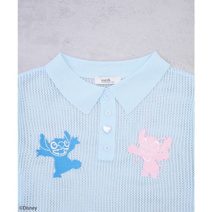 スティッチ/刺繍ハートボタンニットポロシャツ | earth music&ecology  | 詳細画像18