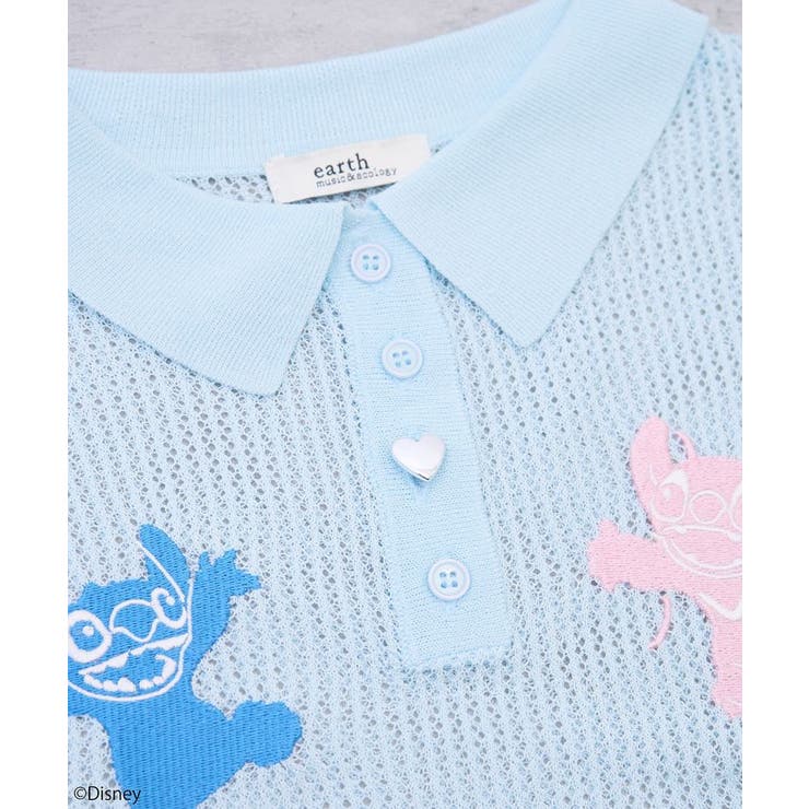 スティッチ/刺繍ハートボタンニットポロシャツ | earth music&ecology  | 詳細画像21