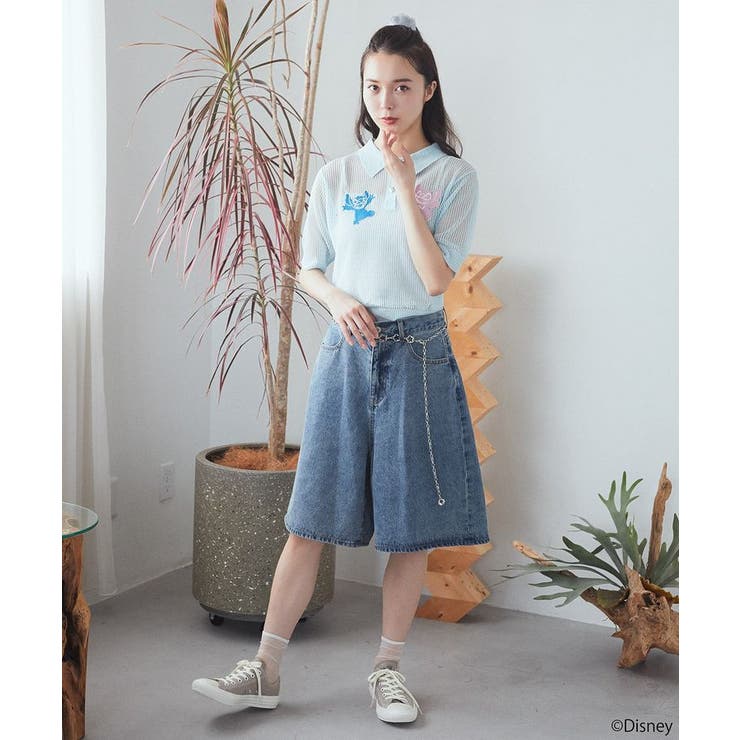 スティッチ/刺繍ハートボタンニットポロシャツ | earth music&ecology  | 詳細画像6