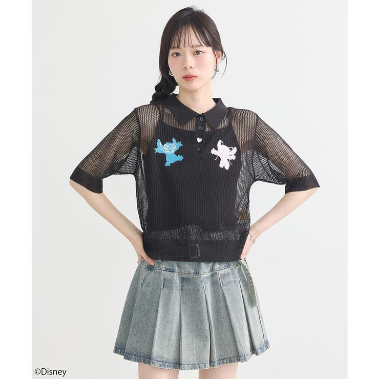 スティッチ/刺繍ハートボタンニットポロシャツ | earth music&ecology  | 詳細画像9