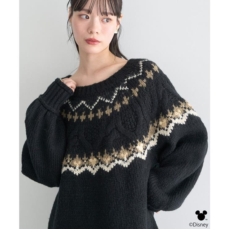 Disney/ミッキー刺繍ノルディックニットチュニック | earth music&ecology  | 詳細画像28 