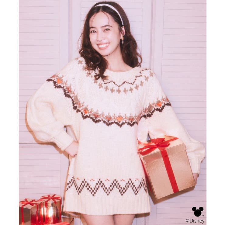 Disney/ミッキー刺繍ノルディックニットチュニック | earth music&ecology  | 詳細画像3 