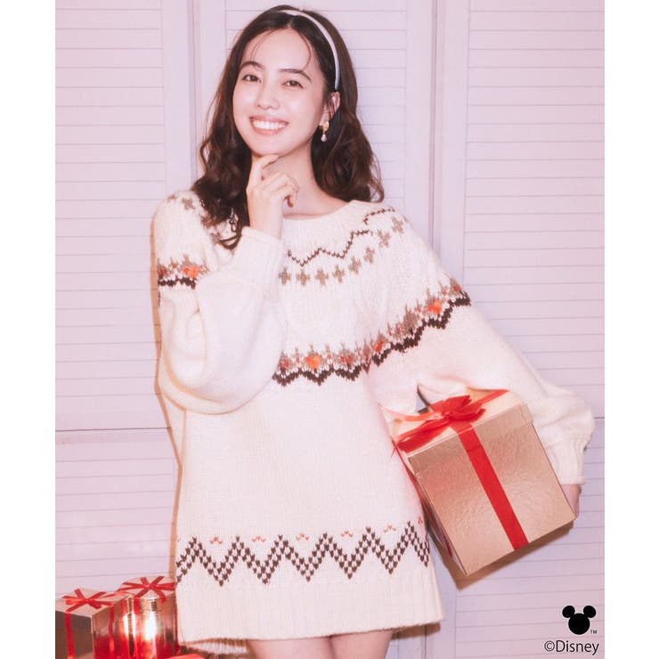 Disney/ミッキー刺繍ノルディックニットチュニック | earth music&ecology  | 詳細画像4 