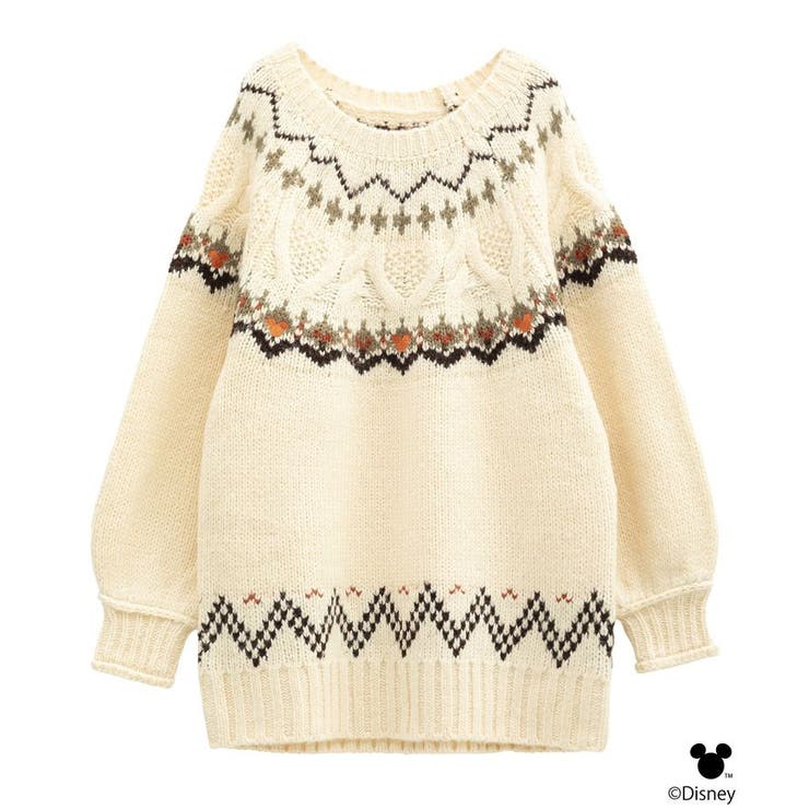 Disney/ミッキー刺繍ノルディックニットチュニック | earth music&ecology  | 詳細画像43 
