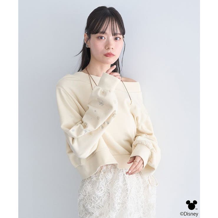Disney/キラキラモチーフ刺繍オフショルスウェット | earth music&ecology  | 詳細画像10 