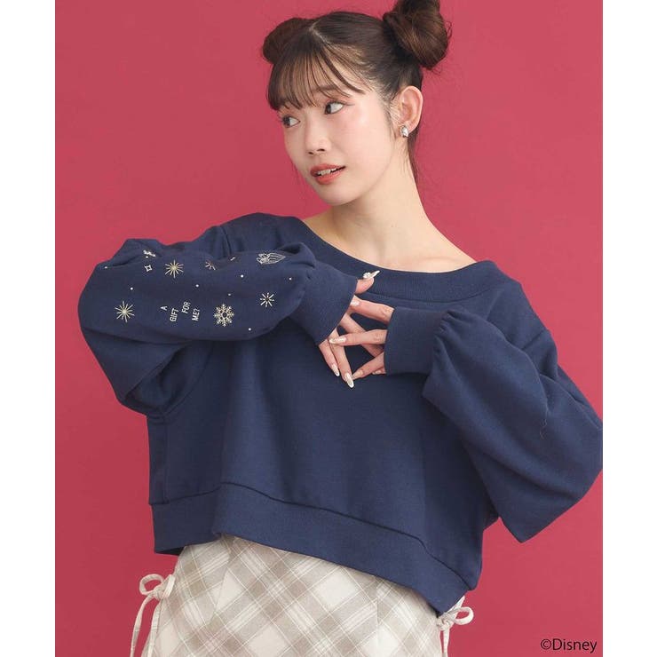 Disney/キラキラモチーフ刺繍オフショルスウェット | earth music&ecology  | 詳細画像1 