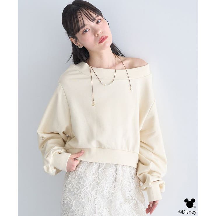 Disney/キラキラモチーフ刺繍オフショルスウェット | earth music&ecology  | 詳細画像17 