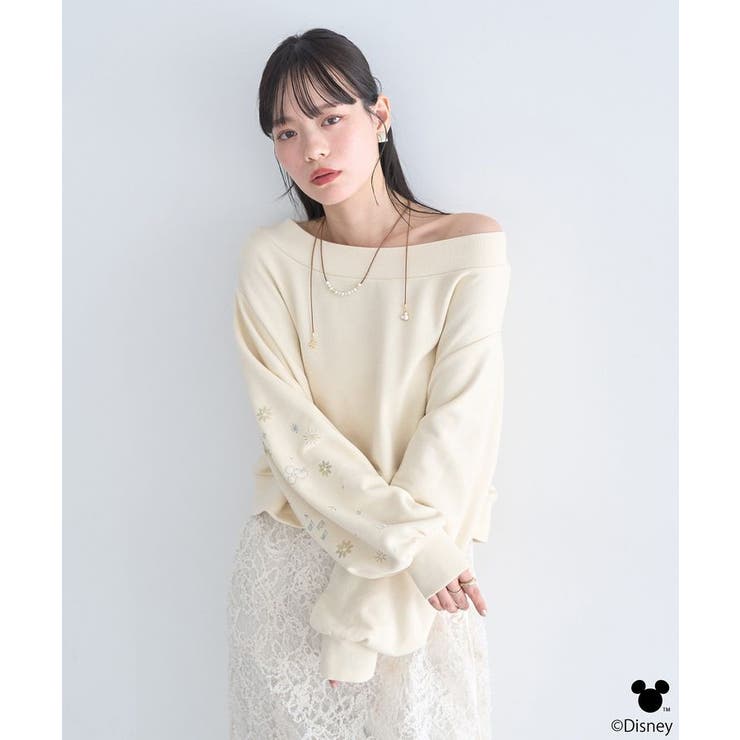 Disney/キラキラモチーフ刺繍オフショルスウェット | earth music&ecology  | 詳細画像19 