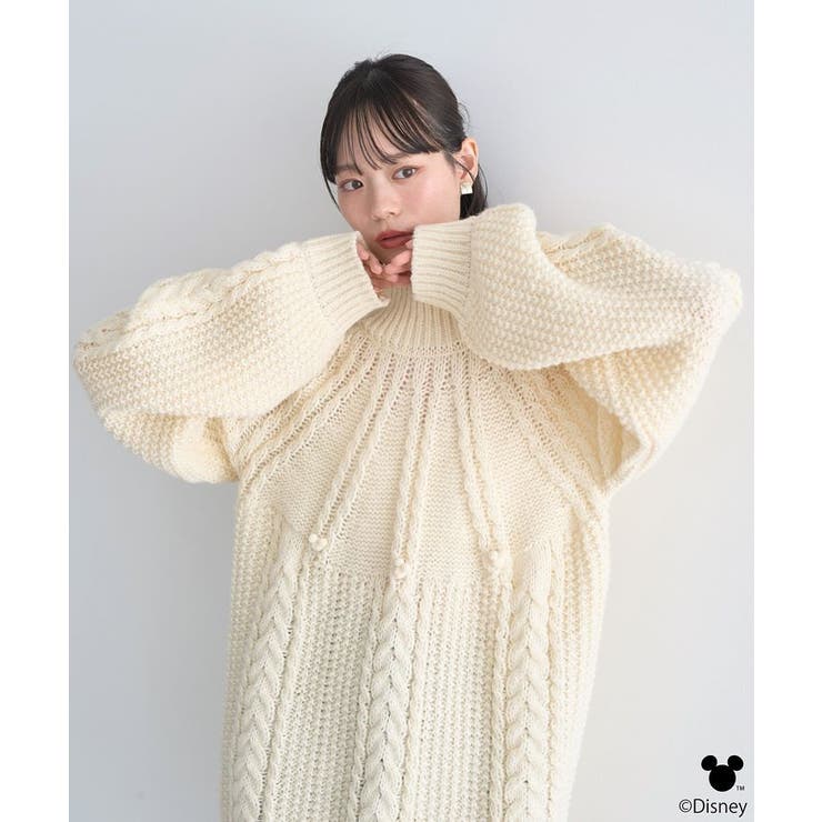 Disney/ポイントミッキーケーブルニット | earth music&ecology  | 詳細画像8 