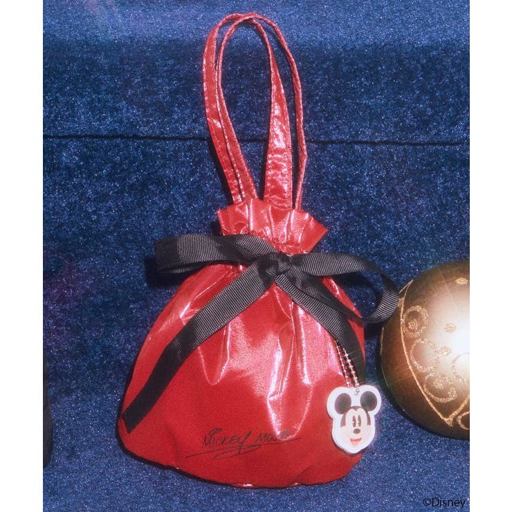 レッド | Disney/ミッキーチャーム付きリボン巾着 | earth music&ecology 