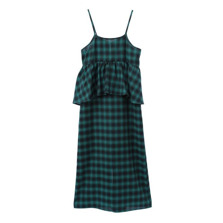 【ファッション通販】 チェックペプラムキャミワンピース[品番：GRPW0045018]｜Green ワンピース