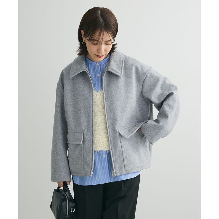 2WAYニットフードウールライクジャケット[品番：GRPW0046839]｜Green