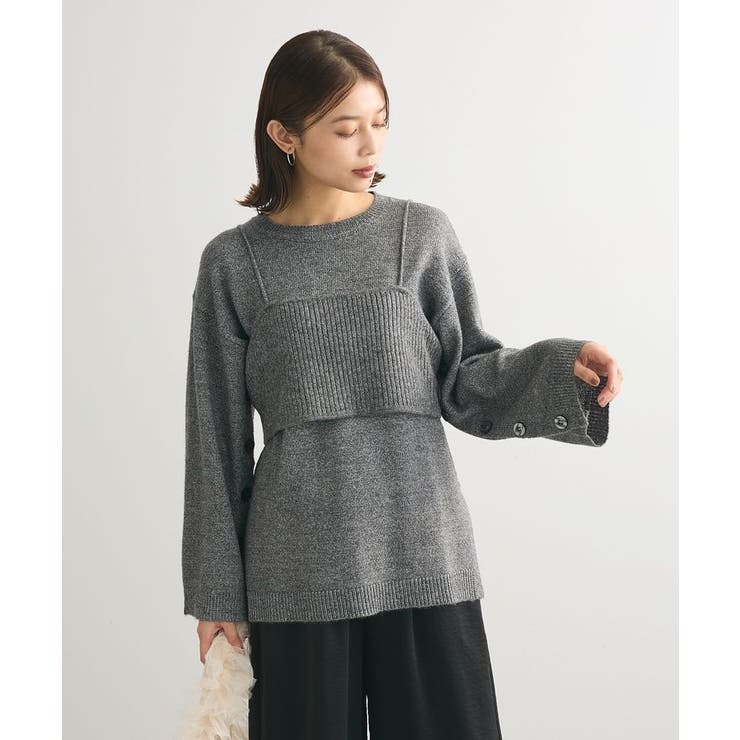 SET2点 ニットキャミ+ニットチュニック[品番：GRPW0046717]｜Green