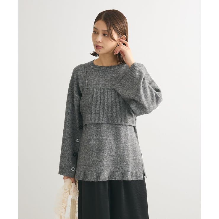 SET2点 ニットキャミ+ニットチュニック[品番：GRPW0046717]｜Green