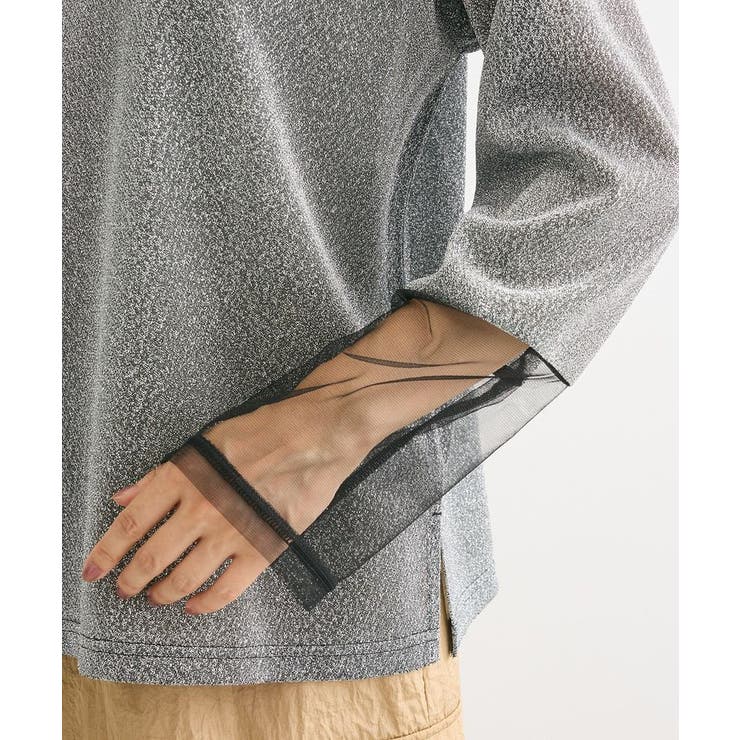 袖チュールドッキングラメプルオーバー | Green Parks  | 詳細画像8 