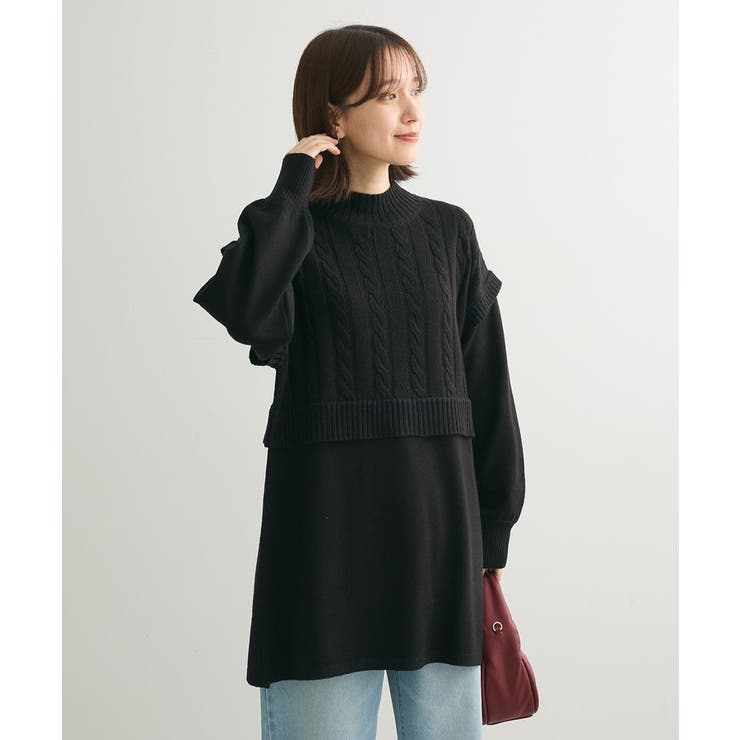 ケーブルドッキングニットチュニック[品番：GRPW0047155]｜Green Parks