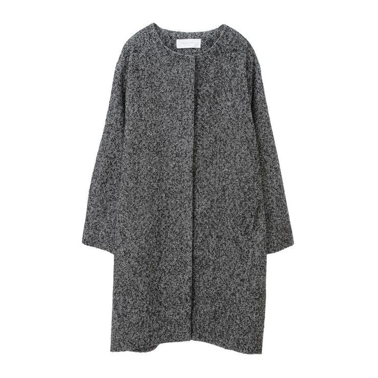 ヘリンボーンノーカラーコート[品番：GRPW0047036]｜Green Parks