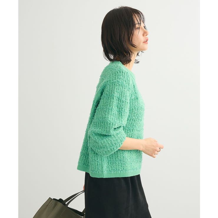 本物品質の テープヤーンニットプルオーバー[品番：GRPW0047358]｜Green トップス