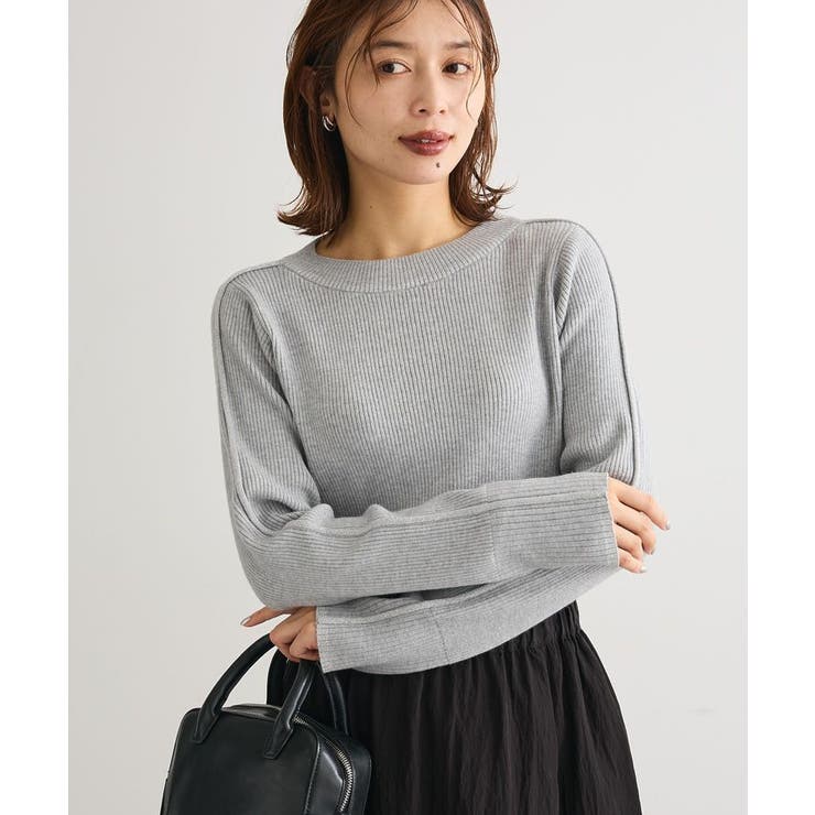 杢グレー | ラメライン入りリブニットプルオーバー | Green Parks 