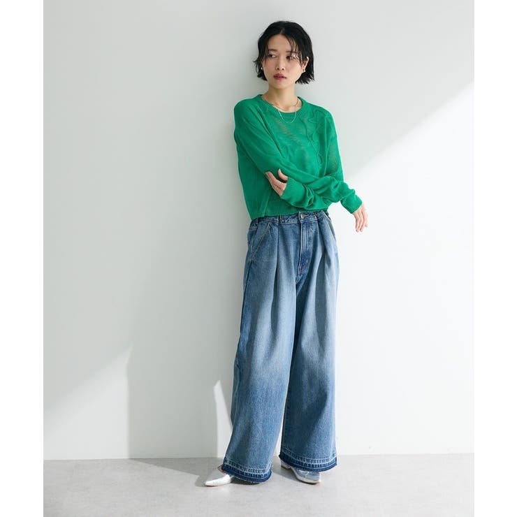 タックワイドデニムパンツ[品番：GRPW0047738]｜Green Parks
