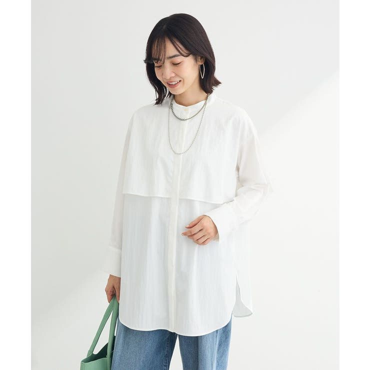 オフホワイト | イージーケア比翼フライヨークチュニック | Green Parks 