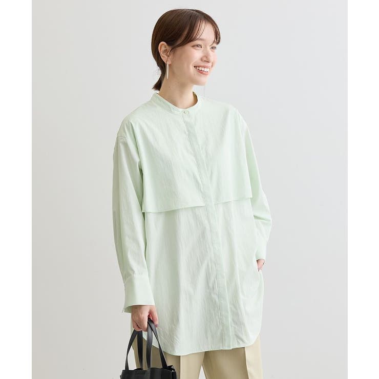 ライムグリーン | イージーケア比翼フライヨークチュニック | Green Parks 