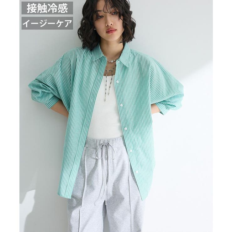 綿麻混レギュラーカラーBIGシルエットシャツ | Green Parks  | 詳細画像1 