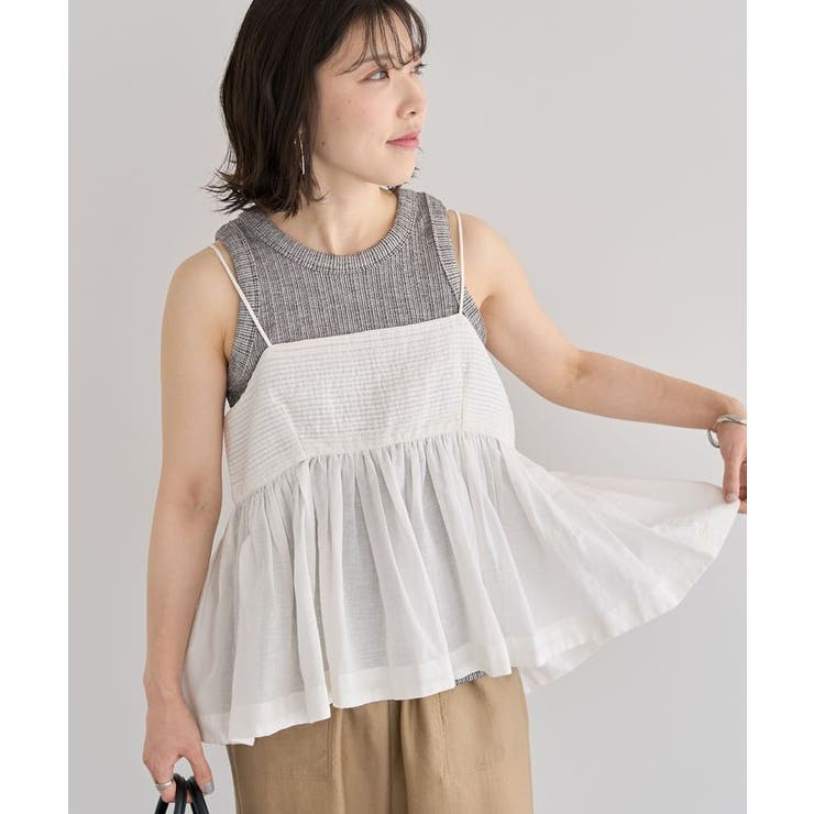 インド綿 ピンタックレースビスチェ[品番：GRPW0048715]｜Green Parks