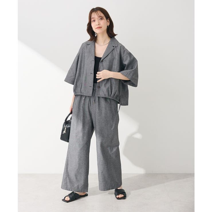 RISLEY リズレー 麻混 シャツ ジャケット 半袖 ドロスト イエロー B2751 刺繍シャツジャケット(M イエロー): トップス - RNA