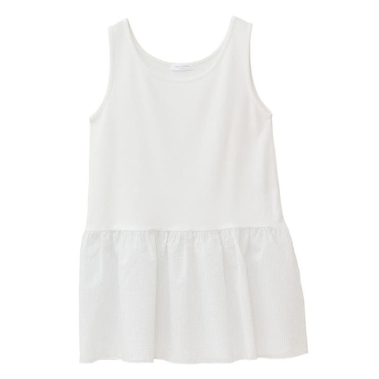 D&G COLUMBIA フリルタンクトップ ホワイト オフショルダー 2wayスリーブフリルドッキングトップス | Blue Daisy Online