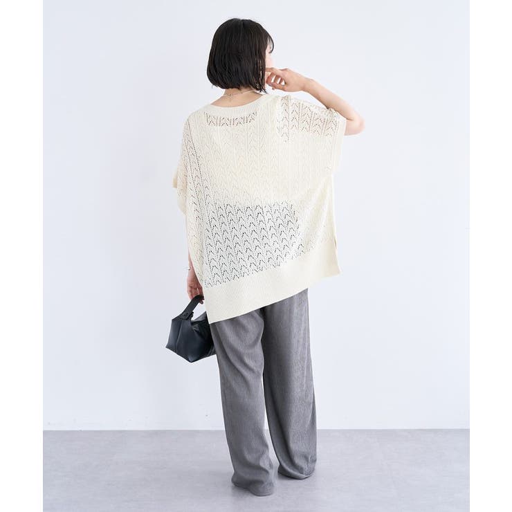 ゆっきー　新品　グリーンレーベル　アイボリー レース編み Green Parks チュニック 透かし編みニットチュニック : ZOZOTOWN