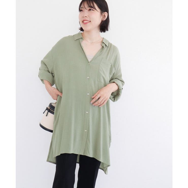 ターンバック長袖レーヨンチュニック | Green Parks  | 詳細画像12 