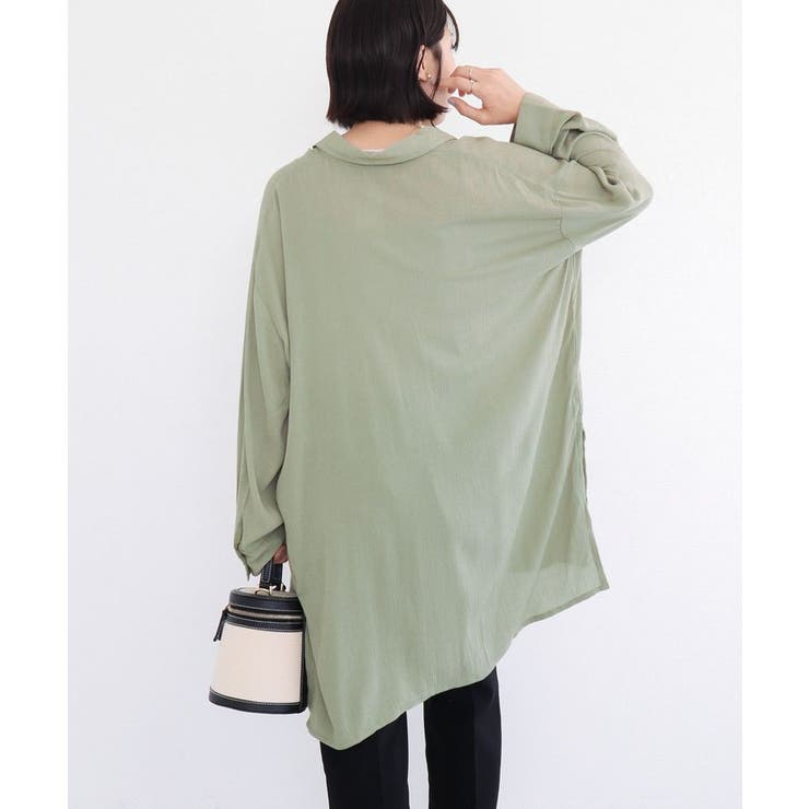 ターンバック長袖レーヨンチュニック | Green Parks  | 詳細画像16 