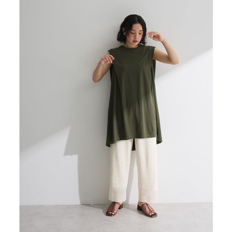 配色ステッチノースリーブチュニック | Green Parks  | 詳細画像11 