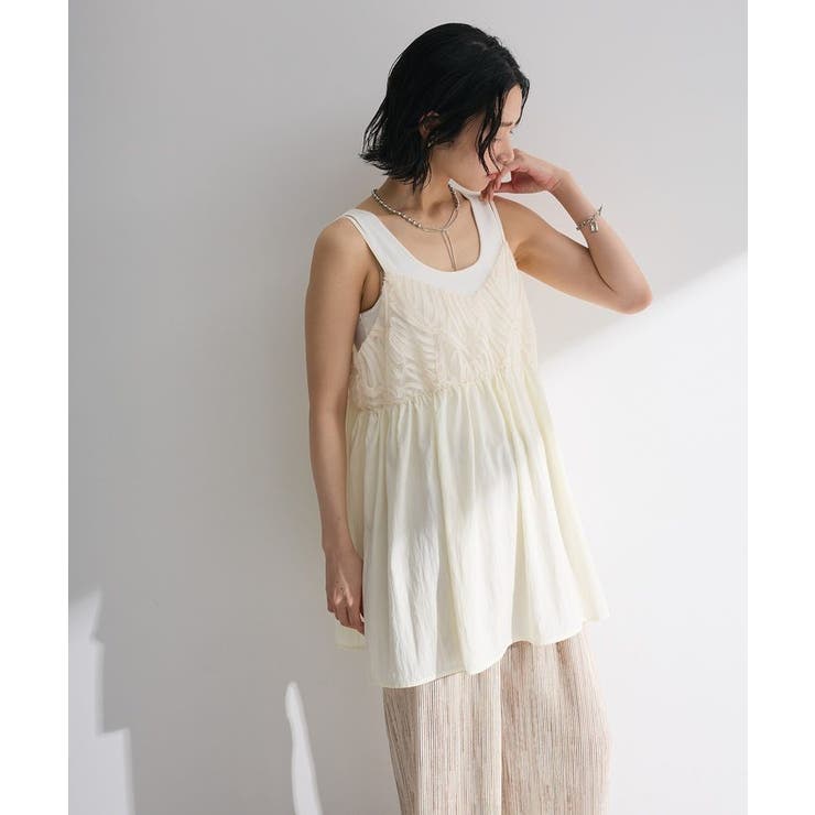 アイボリー | テープ刺繍ビスチェ | Green Parks 